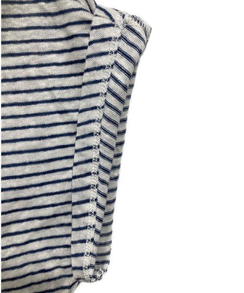 Max Mara Studio（マックスマーラ ストゥディオ）Max Mara Studio (マックスマーラ ストゥディオ) リネンボーダーカットソー ホワイト×ネイビー サイズ:Lの古着・服飾アイテム