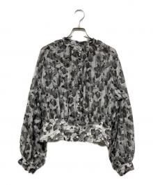 UNTITLED（アンタイトル）の古着「フラワープリント ビクトリアンブラウス」｜グレー