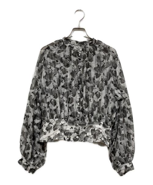 UNTITLED（アンタイトル）UNTITLED (アンタイトル) フラワープリント ビクトリアンブラウス グレー サイズ:2の古着・服飾アイテム