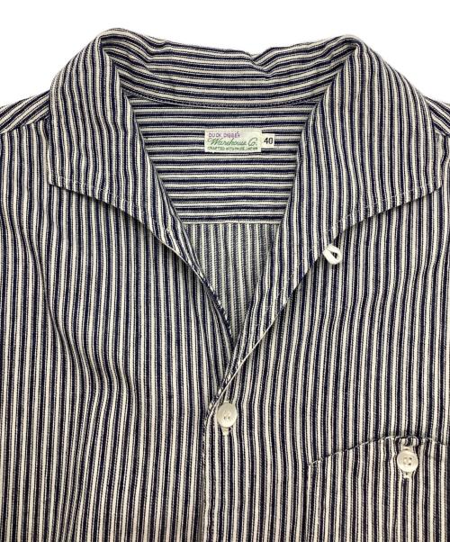 WAREHOUSE（ウエアハウス）WAREHOUSE (ウエアハウス) オープンカラーストライプシャツ / S/S OPEN COLLAR SHIRTS ネイビー×ホワイト サイズ:40の古着・服飾アイテム