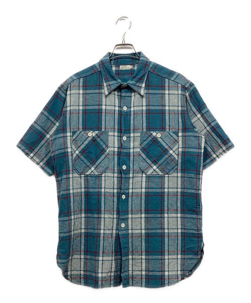 WAREHOUSE（ウエアハウス）WAREHOUSE (ウエアハウス) コットンリネンチェックワークシャツ ブルー サイズ:40の古着・服飾アイテム