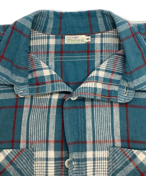 WAREHOUSE（ウエアハウス）WAREHOUSE (ウエアハウス) コットンリネンチェックワークシャツ ブルー サイズ:40の古着・服飾アイテム