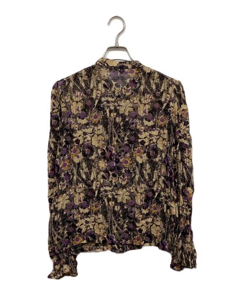 SECOND FEMALE（セカンドフィメール）SECOND FEMALE (セカンドフィメール) SLOBE IENA取扱い 総柄ブラウス / Botane シャツ ブラック×パープル サイズ:Freeの古着・服飾アイテム