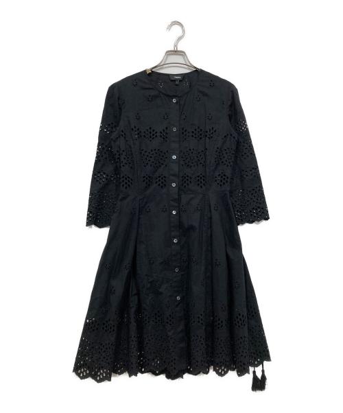 theory（セオリー）theory (セオリー) カットワークワンピース ブラックの古着・服飾アイテム