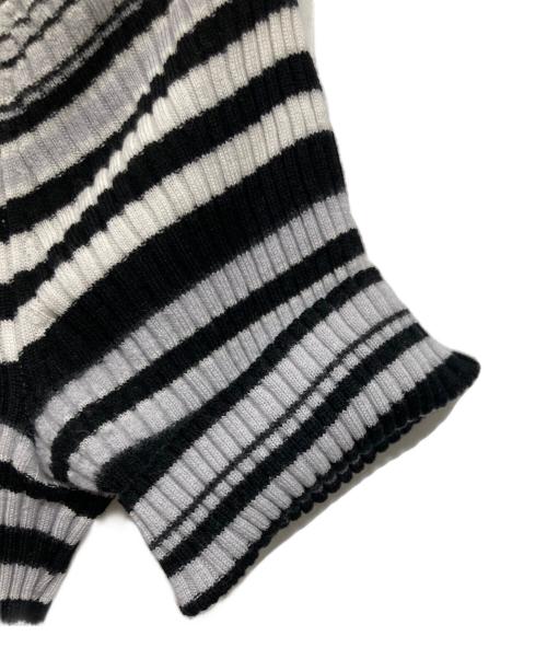 theory（セオリー）theory (セオリー) ボーダーリブニット / Regal Wool Rib Stripe Tee ホワイト×ブラック サイズ:Sの古着・服飾アイテム