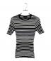 theory（セオリー）の古着「ボーダーリブニット / Regal Wool Rib Stripe Tee」｜ホワイト×ブラック