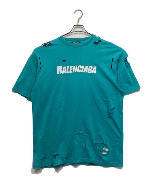 BALENCIAGA（バレンシアガ）BALENCIAGA (バレンシアガ) Caps Destroyed Flatground Tee ブルー サイズ:XXSの古着・服飾アイテム