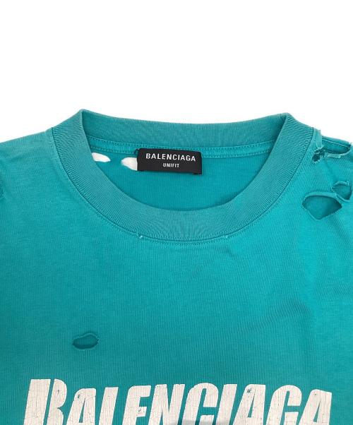 BALENCIAGA（バレンシアガ）BALENCIAGA (バレンシアガ) Caps Destroyed Flatground Tee ブルー サイズ:XXSの古着・服飾アイテム