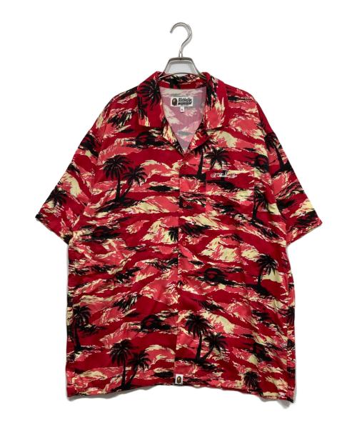 A BATHING APE（ア ベイシング エイプ）A BATHING APE (ア ベイシング エイプ) カモパームツリーオープンカラーシャツ レッド サイズ:LLの古着・服飾アイテム