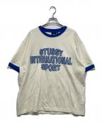 stussyステューシー）の古着「リンガーTEE  / Oversized tee」｜ホワイト×ブルー