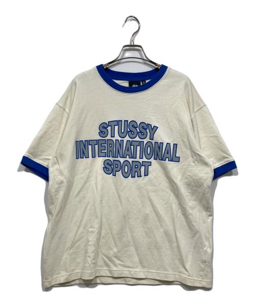 stussy（ステューシー）stussy (ステューシー) リンガーTEE  / Oversized tee ホワイト×ブルー サイズ:Mの古着・服飾アイテム