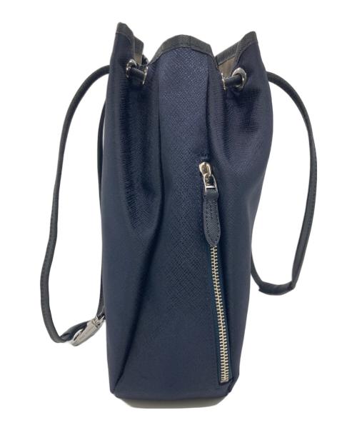 PELLE MORBIDA（ペッレモルビダ）PELLE MORBIDA (ペッレモルビダ) ドローストリングバッグ ネイビーの古着・服飾アイテム
