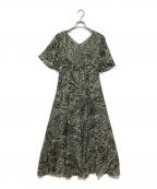 ANAYIアナイ）の古着「総柄ブラウスワンピース」｜グリーン