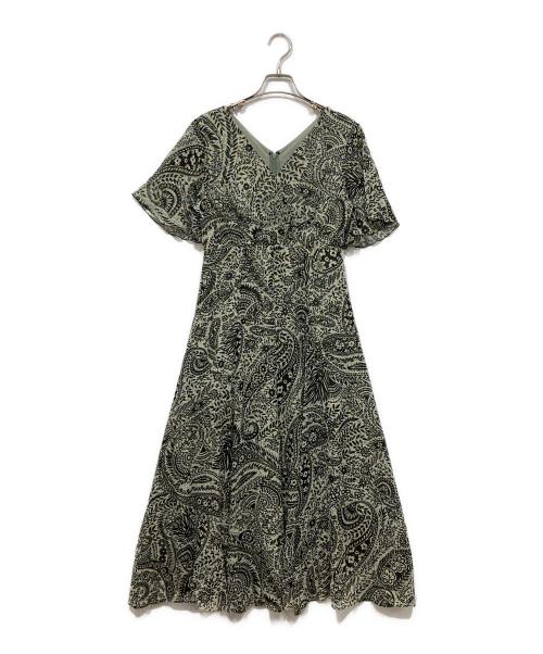 ANAYI（アナイ）ANAYI (アナイ) 総柄ブラウスワンピース グリーン サイズ:36の古着・服飾アイテム