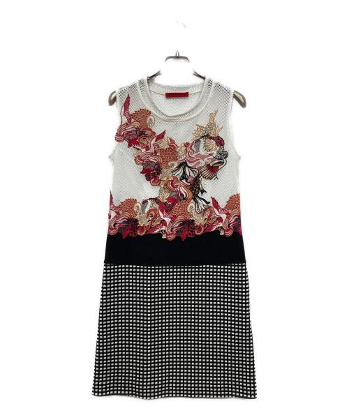 VIVIENNE TAM（ヴィヴィアンタム）VIVIENNE TAM (ヴィヴィアンタム) 刺繍メッシュノースリーブワンピース ホワイトの古着・服飾アイテム