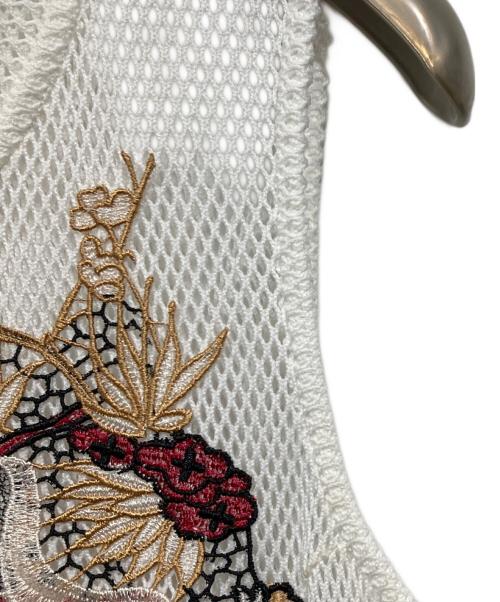 VIVIENNE TAM（ヴィヴィアンタム）VIVIENNE TAM (ヴィヴィアンタム) 刺繍メッシュノースリーブワンピース ホワイトの古着・服飾アイテム