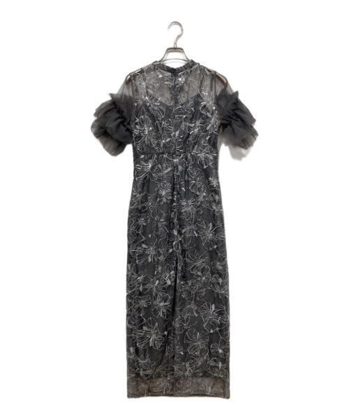 ANDRESD（アンドレスド）ANDRESD (アンドレスド) キーネックエンブロイダリードレス / key neck embroidery dress グレー サイズ:Ｍの古着・服飾アイテム