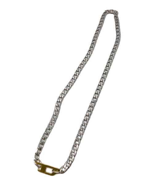 DIESEL（ディーゼル）DIESEL (ディーゼル) ロゴネックレス シルバー×ゴールドの古着・服飾アイテム