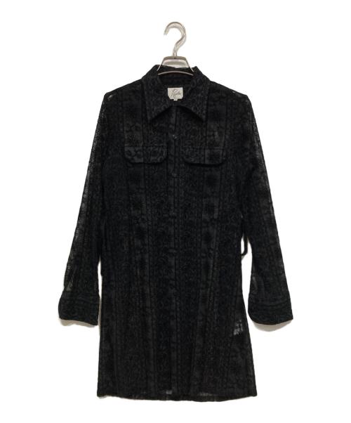 Needles（ニードルズ）Needles (ニードルズ) フロッキー刺繍ロングシャツ ブラック サイズ:2の古着・服飾アイテム