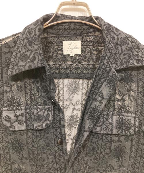 Needles（ニードルズ）Needles (ニードルズ) フロッキー刺繍ロングシャツ ブラック サイズ:2の古着・服飾アイテム
