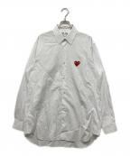 PLAY COMME des GARCONSプレイコムデギャルソン）の古着「ハート刺繍ワンポイントシャツ / L/S SHIRT (WHITE)」｜ホワイト