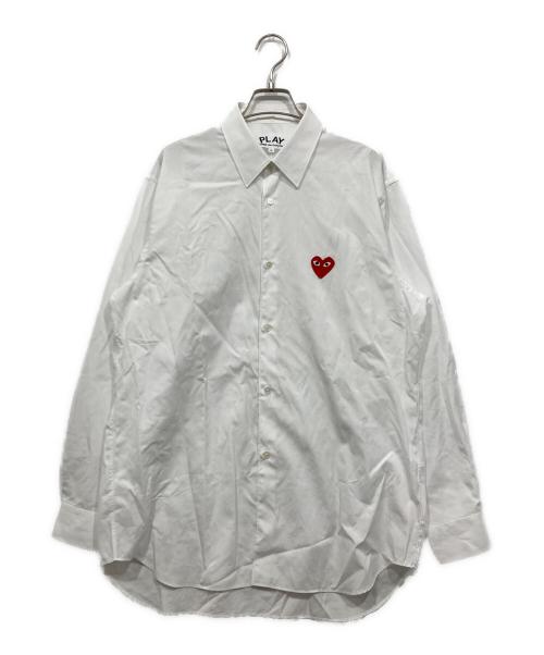 PLAY COMME des GARCONS（プレイコムデギャルソン）PLAY COMME des GARCONS (プレイコムデギャルソン) ハート刺繍ワンポイントシャツ / L/S SHIRT (WHITE) ホワイト サイズ:Lの古着・服飾アイテム