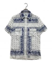 FUCT SSDD（ファクト）の古着「バンダナ柄シャツ / DEATH BUNNY BANDANA S/S SHIRT」｜ホワイト×ネイビー