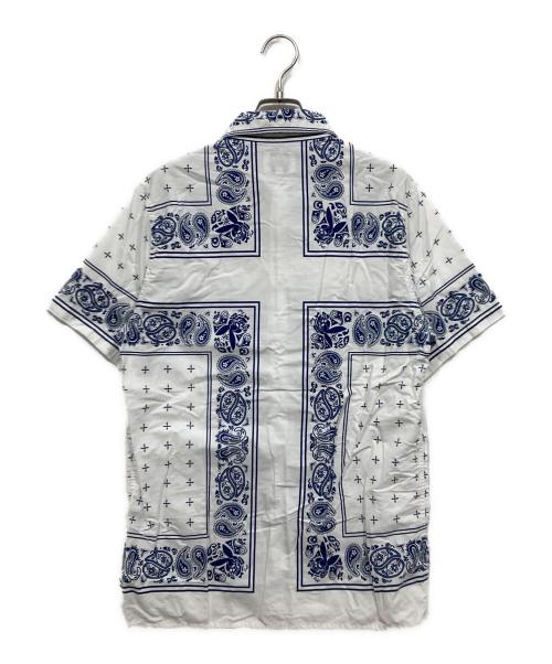 FUCT SSDD（ファクト）FUCT SSDD (ファクト) バンダナ柄シャツ / DEATH BUNNY BANDANA S/S SHIRT ホワイト×ネイビー サイズ:Mの古着・服飾アイテム