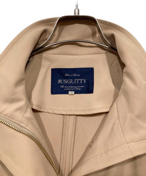 JUSGLITTY（ジャスグリッティー）JUSGLITTY (ジャスグリッティー) フード付きロングブルゾン ベージュ サイズ:2の古着・服飾アイテム