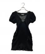 BUBBLESバブルス）の古着「レースアップスウェットワンピース」｜ブラック