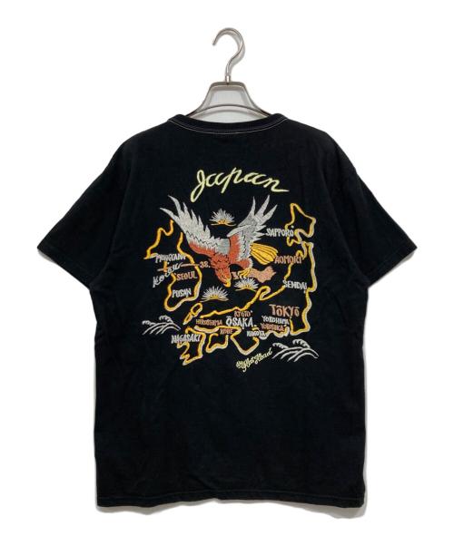 THE FLAT HEAD（ザ・フラットヘッド）THE FLAT HEAD (ザ・フラットヘッド) 刺繍プリントTシャツ ブラック サイズ:42の古着・服飾アイテム