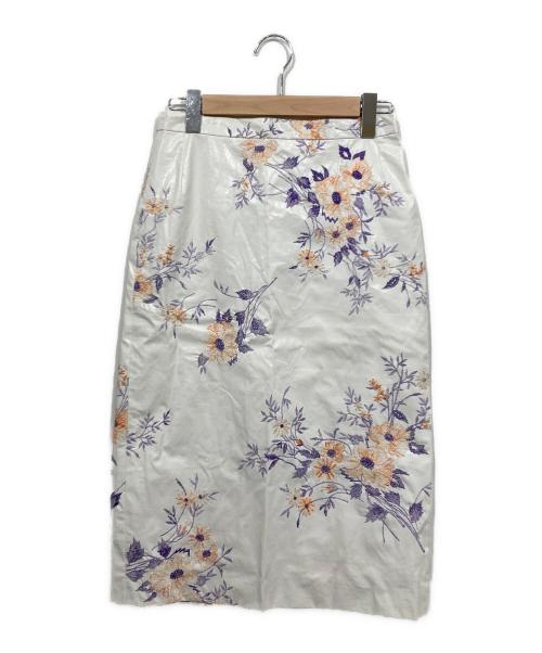 DRIES VAN NOTEN（ドリスヴァンノッテン）DRIES VAN NOTEN (ドリスヴァンノッテン) 花柄刺繍スカート ホワイト サイズ:36の古着・服飾アイテム