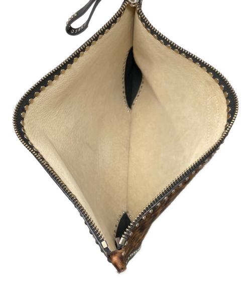 J&M DAVIDSON（ジェイ＆エム デヴィッドソン）J&M DAVIDSON (ジェイ＆エム デヴィッドソン) レオパードクラッチバッグ ブラウン×ブラックの古着・服飾アイテム