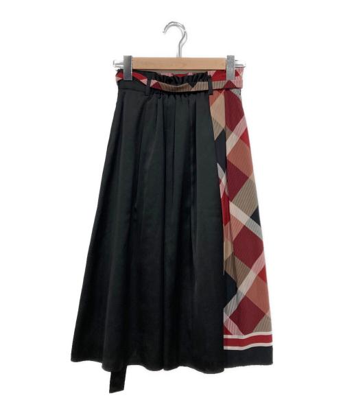 BLUE LABEL CRESTBRIDGE（ブルーレーベルクレストブリッジ）BLUE LABEL CRESTBRIDGE (ブルーレーベルクレストブリッジ) チェックロングスカート ブラック サイズ:36の古着・服飾アイテム