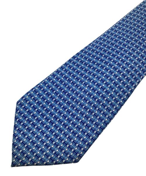 HERMES（エルメス）HERMES (エルメス) H柄ネクタイ ブルー サイズ:記載なしの古着・服飾アイテム