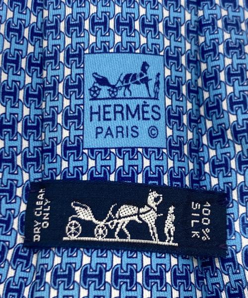 HERMES（エルメス）HERMES (エルメス) H柄ネクタイ ブルー サイズ:記載なしの古着・服飾アイテム