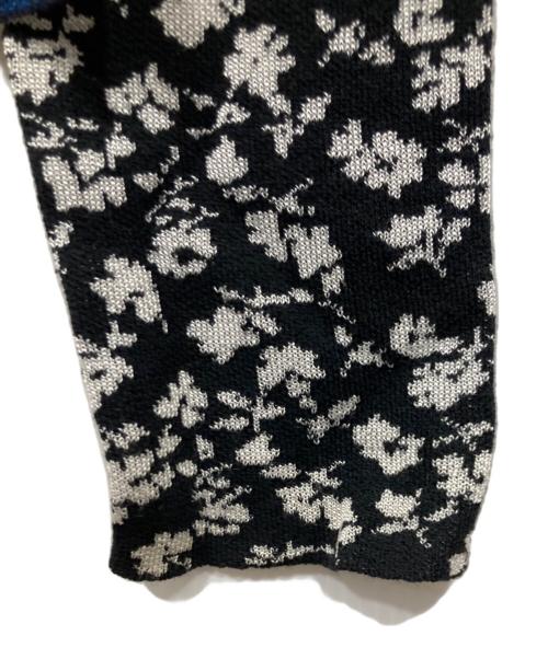 PS Paul Smith（ＰＳポールスミス）PS Paul Smith (ＰＳポールスミス) 総柄スリットニット ブラック×ブルー サイズ:Mの古着・服飾アイテム