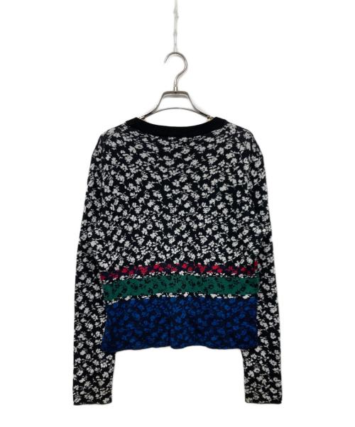 PS Paul Smith（ＰＳポールスミス）PS Paul Smith (ＰＳポールスミス) 総柄スリットニット ブラック×ブルー サイズ:Mの古着・服飾アイテム