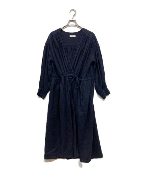 KAGURE（カグレ）KAGURE (カグレ) リネンカシュクールワンピース ネイビー サイズ:FREEの古着・服飾アイテム