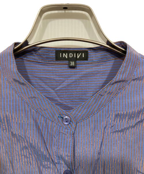 INDIVI（インディヴィ）INDIVI (インディヴィ) 【2WAY／洗える】カラーストライプシャツワンピース ブルー サイズ:Mの古着・服飾アイテム