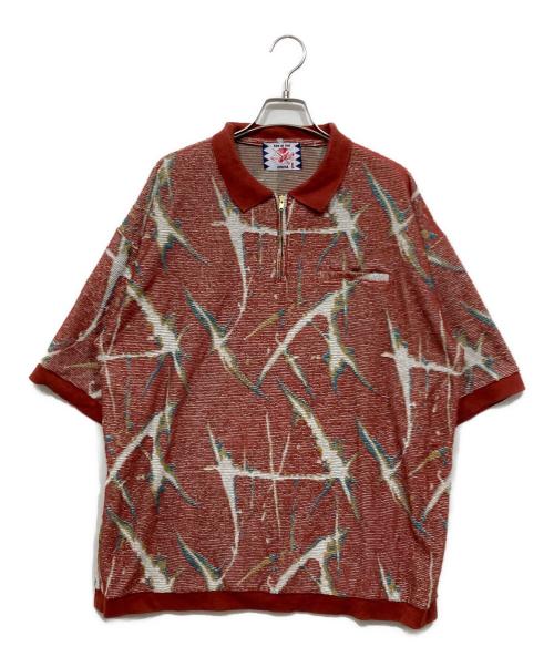 son of the cheese（（サノバチーズ））son of the cheese (（サノバチーズ）) Marble pile Polo/ジップアップポロシャツ ブラウン サイズ:Lの古着・服飾アイテム