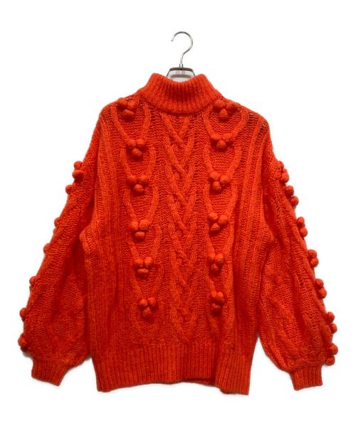 HYEON（ヘヨン）HYEON (ヘヨン) ボンボン付きハイネックニット オレンジ サイズ:Fの古着・服飾アイテム