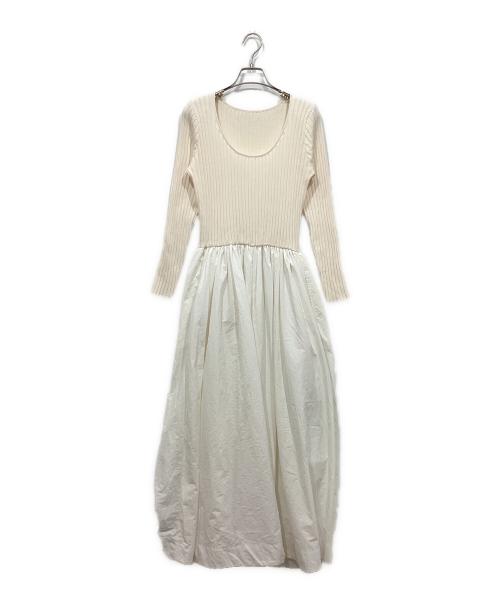 i Dea Luce（イデア ルーチェ）i Dea Luce (イデア ルーチェ) ニット切替ワンピース ホワイト サイズ:38の古着・服飾アイテム