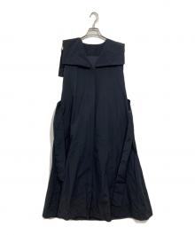 i Dea Luce（イデア ルーチェ）の古着「ビッグカラーノースリーブワンピース」｜ネイビー