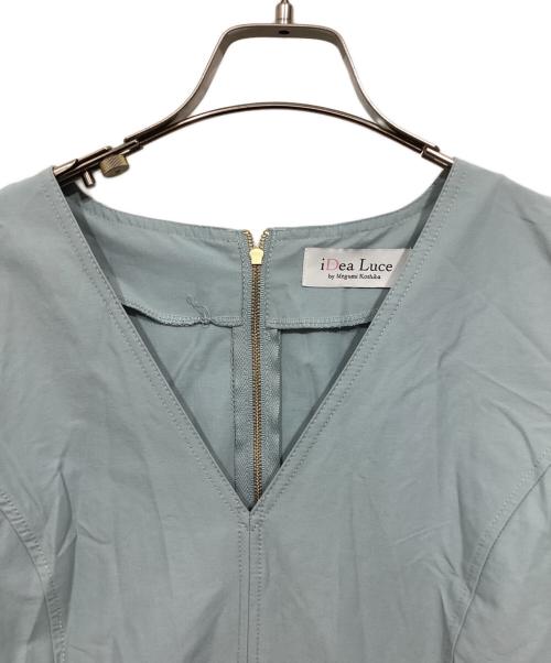 i Dea Luce（イデア ルーチェ）i Dea Luce (イデア ルーチェ) Vネックパフスリーブワンピース ブルー サイズ:Ｌ　の古着・服飾アイテム