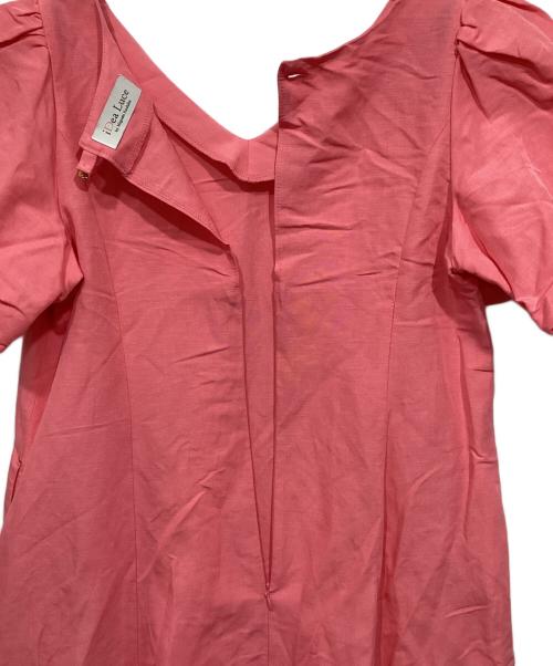 i Dea Luce（イデア ルーチェ）i Dea Luce (イデア ルーチェ) リネンレーヨンVネックパフスリーブワンピース ピンク サイズ:Ｍの古着・服飾アイテム