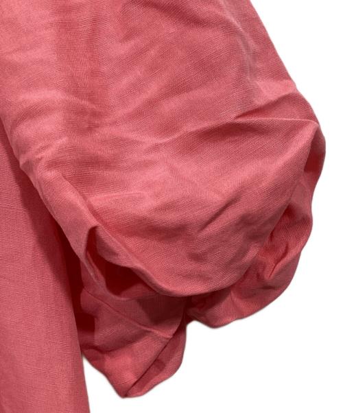 i Dea Luce（イデア ルーチェ）i Dea Luce (イデア ルーチェ) リネンレーヨンVネックパフスリーブワンピース ピンク サイズ:Ｍの古着・服飾アイテム