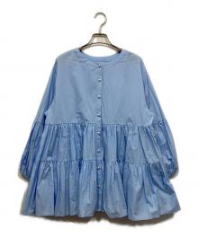 GALENA（ガレナ）の古着「パールボタンティアードブラウス」｜ブルー