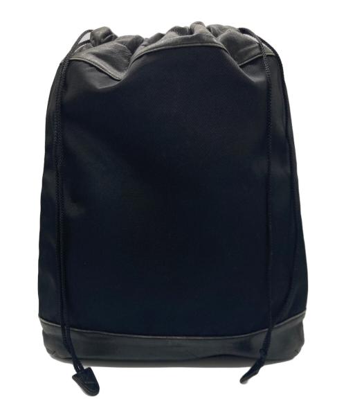 ISSEY MIYAKE（イッセイミヤケ）ISSEY MIYAKE (イッセイミヤケ) レザーナイロン巾着バッグ ブラックの古着・服飾アイテム