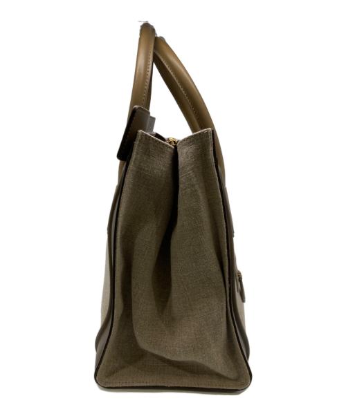 CELINE（セリーヌ）CELINE (セリーヌ) ラゲージ ミニショッパー / レザーコンビリネンハンドバッグ ベージュ×ブラウンの古着・服飾アイテム